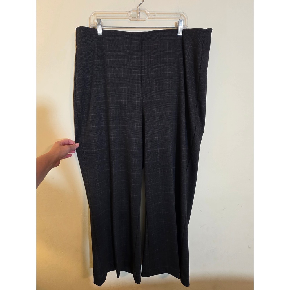 Jones New York‎ JNY Womens 2X Plaid Pull On Wide Leg Pants Grey CHU53446 NWT